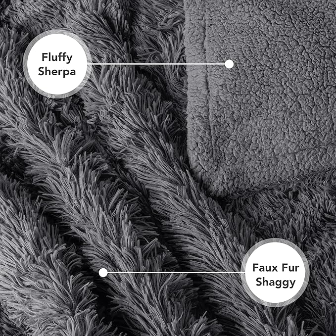 PetAmi Waterproof Dog Blanket for Large Dog, Calming Pet Blanket Bed Couch Cover Protector, Washable Sherpa Faux Fur Throw for Sofa Furniture Protection, Soft Fluffy 60x80 Gray