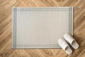 Easy Jute Rugs 2x3 Bordered Bone Color Living Room Indoor Outdoor Door Mat for Patio and Kitchen Rug High Traffic Washable Easy to Clean Solid Boho Woven Design Outside Carpet (2 x 3)
