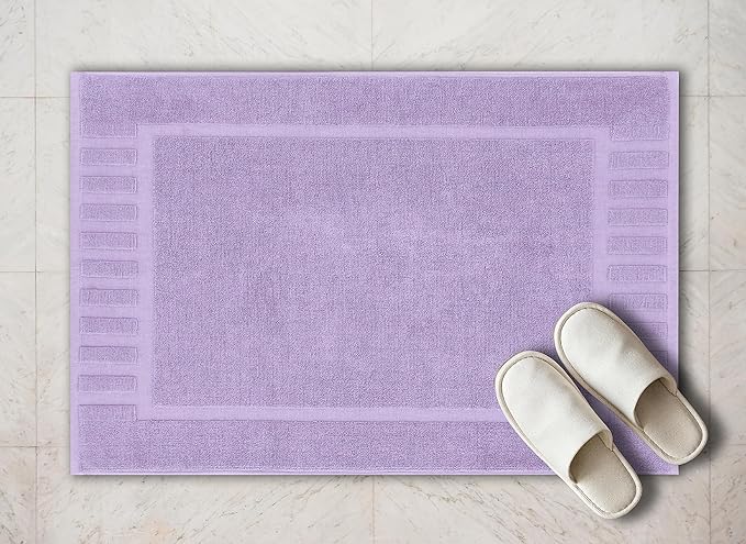 White Classic Luxury Bath Mat Floor Towel Set - Absorbent Cotton Hotel Spa Shower/Bathtub Mats [Not a Bathroom Rug] 22"x34" | 2 Pack | Lavender