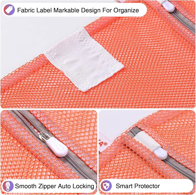 OKAKA 5-Pack Mesh Laundry Bags with ID Label, Sturdy Laundry Bags for Delicates, Hosiery, Underwear,Travel and Organize- 5 Color(14x20 Inch)