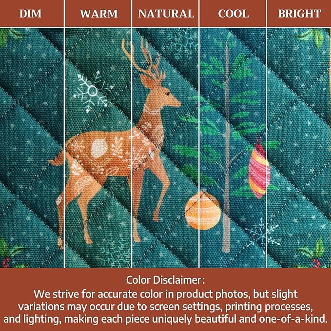 Maison d' Hermine Pot Holders 100% Cotton Heat Resistant Potholders 8" x 8" Hot Pads with Loop for Thanksgiving Christmas Decorations BBQ Cooking Baking Handling Hot Pans (Pack of 1, Hygge Christmas)