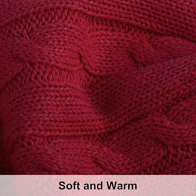 NTBAY 100% Pure Cotton Oversize (60x80) Cable Knit Throw Blanket, Super Soft Warm Knitted Throw Blanket for Bed, Sofa, Chair, Couch - Extra Cozy, Machine Washable, Comfortable Home Decor, Red