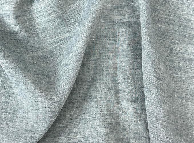 100% Linen Fabric – Yarn Dyed Chambray, Pre-Washed, Lightweight Crisp & Cool Handfeel, 52–54" Wide – The Linen Lab (Dusty Green 6926, 1y)