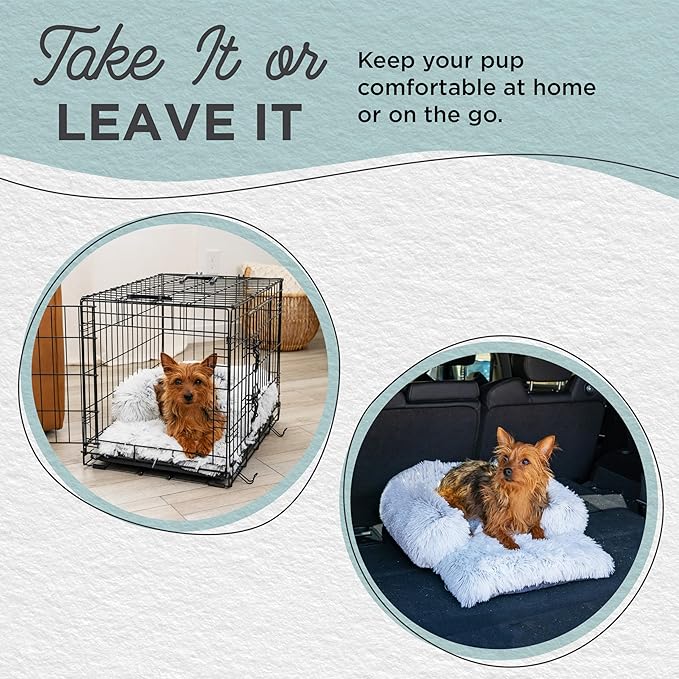 Best Friends by Sheri Nap Mat Dog Bed with Bolster - Washable Crate Pad, Removable Cover, Frost, Small, 22x15