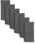 D'Moksha Homes Linen Placemats Set of 6 - Classic Hemstitch Charcoal Grey Placemats 14 x 19 Inch - 100% Pure Linen Table Mats for Spring, Easter - Handcrafted and Machine Washable