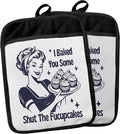 Funny Pot Holders with Pockets, Funny Baking Gifts, Baker Baking Gifts for Women Pot Holders Heat Resistant Oven Mitts Hot Pads for Kitchen Baking Cooking
