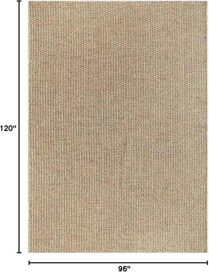 Easy Jute Rugs 8x10 Natural Color Living Room Indoor Outdoor Area Rug for Patio Farmhouse and Kitchen Rug High Traffic Easy to Clean Washable Solid Boho Woven Design Outside Carpet (8 x 10)