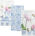 Maison d' Hermine Kitchen Towels Set of 3 100% Cotton 27.50" x 20" Reusable Cloth Tea Dish Towels Absorbent with Hanging Loop for Kitchen, Home, Dining, Cocktail Parties Spring/Summer (Canton)