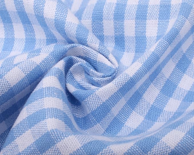 Jennice House Kids Aprons - Pure Cotton Gingham Aprons with Pocket and Adjustable Neck Strap, Painting Apron, Baby Chef Apron (Blue, S)