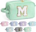 YOOLIFE Gifts for Women Teen Girls Kids - Initial Makeup Bag Cosmetic Bag Toiletry Pouch, Personalized Birthday Gifts for Women Girls Mom Daughter Sister Friends, Light Green M