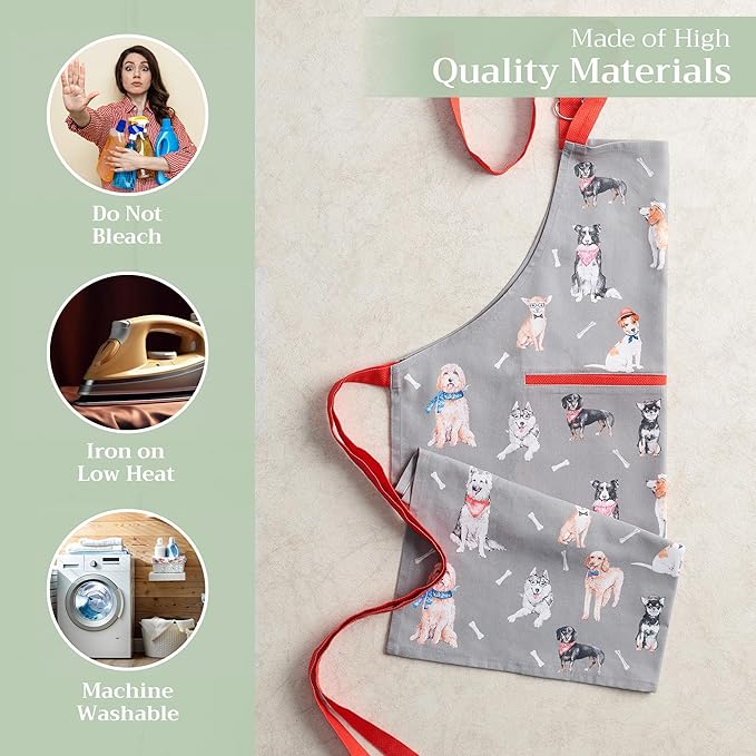 Maison d' Hermine 100% Cotton Apron for women with Pocket Kitchen Chef Apron for Men Cooking Gardening Server Waitress