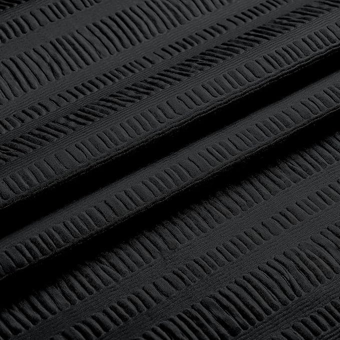 Aiyufeng Moga 3D Embossed Waterproof Fabric Shower Curtain - Hotel Quality Soft Black Shower Curtain Fabric, Light-Weight Cloth & Machine Washable - Standard Size 72x72, Black