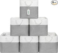 ECDYQXVU 13x13 Inch Cube Storage Bins with Reinforced Bottom Cardboard, 6 Pack Large Foldable Fabric Storage Cubes with Handles for Shelf, Closet, Laundry Organization (White&Gray)
