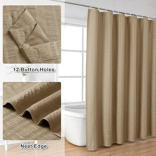 Aiyufeng Taupe Shower Curtain for Bathroom, Embossed Textured Fabric Shower Curtain for Bathroom - Soft Cloth & Hotel Spa, Machine Washable, 72X96, Taupe