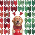 Abbylike 50 Pcs Valentine's & St. Patrick's Day Dog Bandanas Bulk Red & Green Plaid Bandanas for Dogs Triangle Kerchief Bib Scarf for Pet Holiday Costume Photo Props Accessories (31.5 x 21.7 x 21.7)