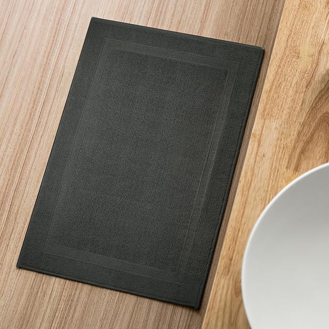 Infinitee Xclusives Premium Cotton Grey Bath Mats –Pack of 2, (34x22 Inches) [Not a Bathroom Rug] Ultra Soft and Super Absorbent Floor Mat, Machine Washable (Shadow Grey, Towel Bath Mats)