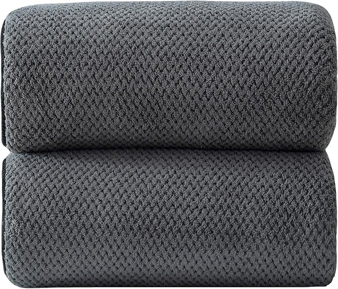 Akzpe 40x80 Inches Bath Sheets Towels for Adults Oversized Bath Towels Extra Large Luxury Super Soft Absorbent Quick Dry Microfiber (Charoal Grey,2PCS)