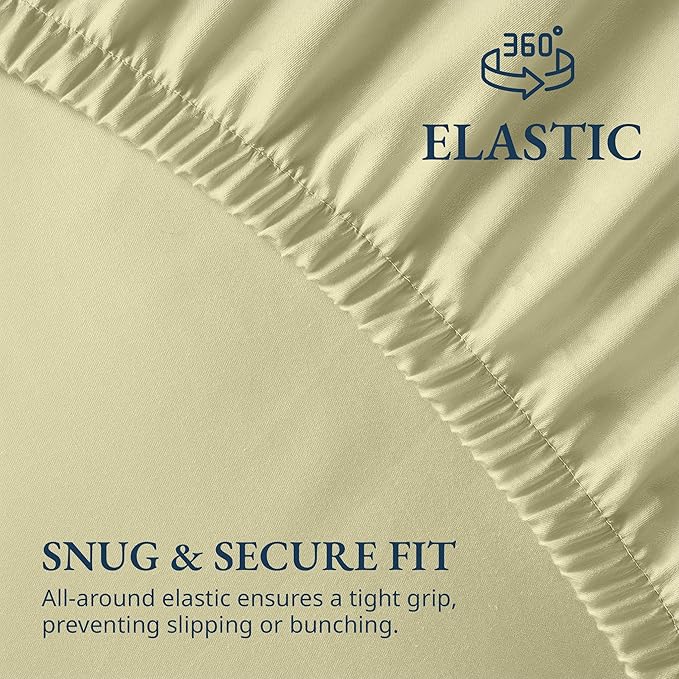 Lane Linen 100% Egyptian Cotton Queen Size Fitted Sheet Only (61"x81" + 16") - Elegant Sateen Weave, Ultra Soft, Breathable, Highly Durable, Deep Pockets Upto 17" - Seafoam