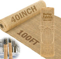 Buryeah 40 Inch x 100 ft Burlap Fabrics Roll Natural Gardening Multipurpose Burlap Weed Barrier Garden Landscape High Density Fabric Jute for Outdoor Home Craft Party Decor Wedding