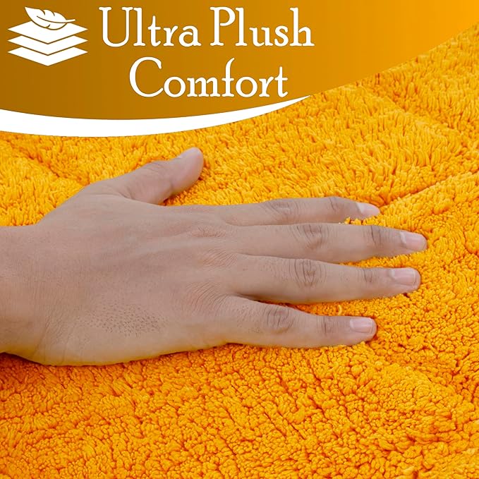 C23 Luxury 2200 GSM Heavyweight Bath Mat | 100% Tufted Cotton | 20"x32" Mustard Yellow Thick & Plush Bathroom Rug | Ultra-Absorbent, Quick Dry, Anti-Slip Natural Latex Back, Machine Washable, 1 Piece