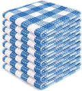 Blue Needles Waffle Weave Check Plaid Dish Cloths, 12x12 Inches 100% Cotton Set of 8 Dish Towels for Kitchen, Ultra Soft & Absorbent Kitchen Towels for Quick Drying Spring Summer - Sky Blue & White