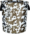 Cow Texture Laundry Basket Brown Black Print Foldable Oxford Cloth Funny Tote Bag Laundry Hamper Clothes Storage Bucket Organizer For Bathroom/Laundry Storage/Bedroom 17.7x13.7 Inch