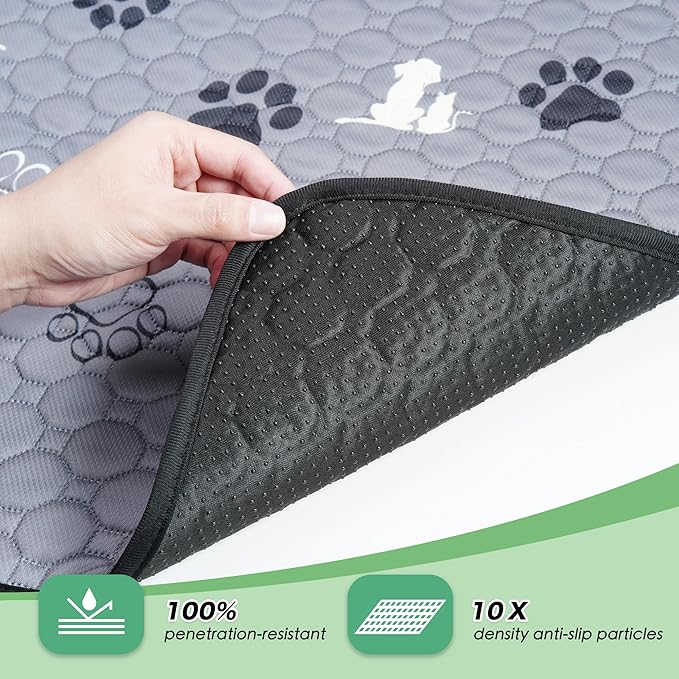 WanpeeGoo Washable Pee Pads, Puppy Pee Pad for Dogs, 1 Pack Absorbent Reusable Training Dog Pads Pet Puppy Pads, Non-Slip Potty Pads for Whelping, Playpen, Crate, Bed, Grey 63"x63"