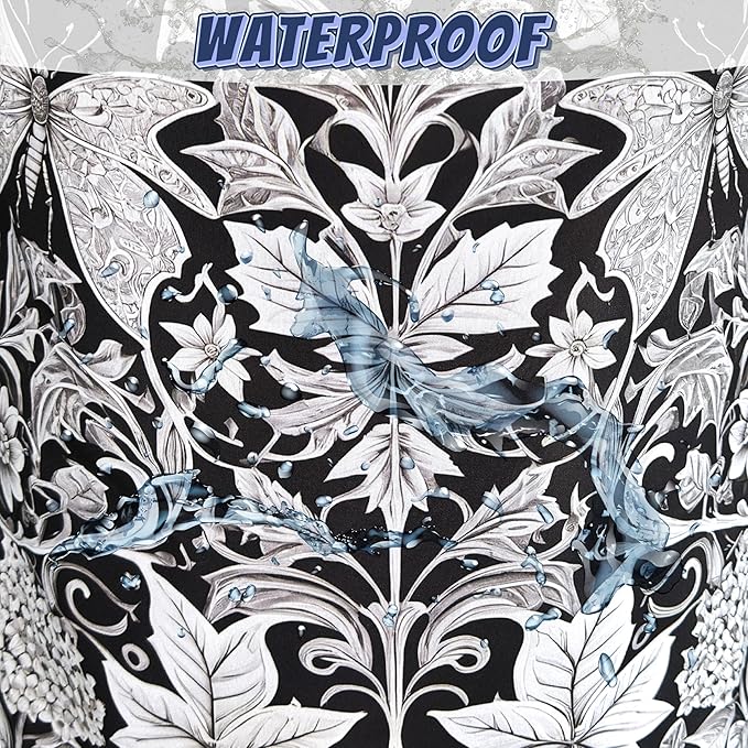 Black White Floral Butterfly Laundry Hamper Foldable Oxford Cloth Flowers Laundry Basket With Handle Portable Clothes Storage Basket Laundry Bag 18.9"x16.5" For Laundry Room/Bedroom/Bathrooms