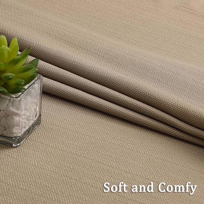 Lecloud Bessie Camel Kitchen Curtains 30 Inch Length 2 Pcs, Faux Linen Textured Light Filtering Short Curtains, Soft Window Treatments with Dual Rod Pocket, Each 30 W x 30 L