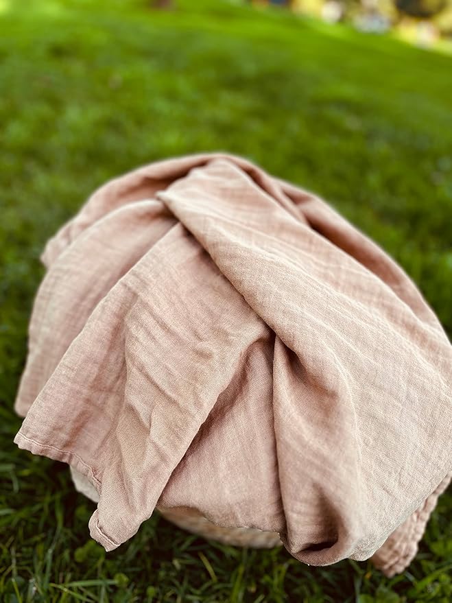 Leyl&Ari Muslin Swaddle Baby Blanket | 100% Organic Cotton Recieving Wrap (Peach/Neutral Set)