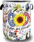Christian Laundry Hamper Foldable Oxford Cloth Funny Jesus Faith God Laundry Basket With Handle Portable Clothes Storage Basket Religious Laundry Bag 18.9"x16.5" For Laundry Room/Bedroom/Bathrooms