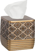 Resin Tissue Box Cover for Modern Home Decor - Minimalist Square Tissue Box Holder for Guest Room, Bedroom, Bathroom, Tabletop & Office - Durable and Aesthetic Tissue Holder, Spindle