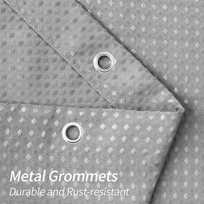 MitoVilla Extra Long Waffle Shower Curtain 72 x 84, Grey Farmhouse Fabric 84 inch Shower Curtain, XL Shower Curtains for Bathroom Decor, Luxury Weighted Shower Curtain 84 inch