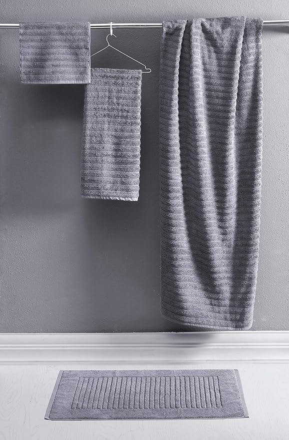Classic Turkish Towels CTT - 2 Piece Bathroom Rugs Set, 100% Cotton Bath Mats, Comfy & Highly Absorbent Bathroom Floor Mats, Machine Washable | 20"x32" (Grey)