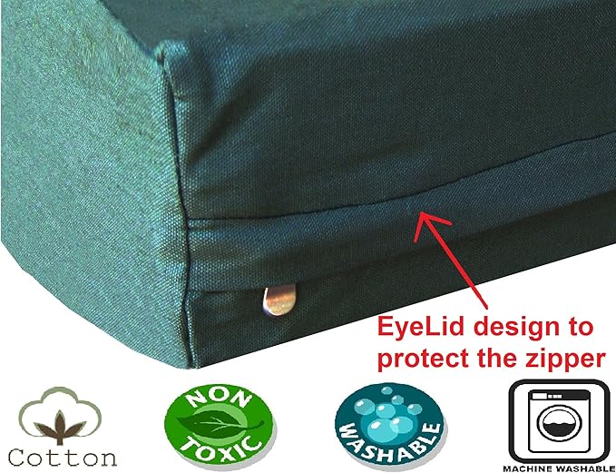 Dogbed4less Memory Foam Dog Bed for Small to Medium Dogs, Waterproof Lining and Machine Washable Durable Pet Bed Canvas Cover 37X27 Pillow, Olive Green