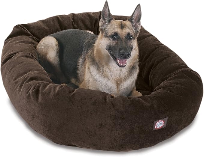 Majestic Pet 52 Inch Large Dog Bed for Big Dogs, Washable Orthopedic Donut Cuddle Bed with Bolster, Calming Pet Bed for Large Sized Dog, Micro-Velvet Villa Storm