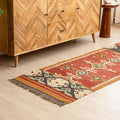 Jute Traditional Kilim Rug Boho Flatweave Area Rug for Living Room, Living Room Entryway, Tribal Series, 2'6"x10'