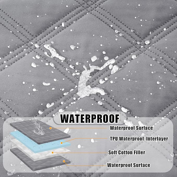 Smiry Waterproof Dog Bed Cover Blanket 40x90, Soft Reversible Pet Blanket, Washable Leakproof Cats Dogs Couch Cover for Sofa, Couch, Furniture, Lattice, Grey/Grey