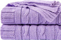NTBAY 100% Pure Cotton Cable Knit Throw Blanket, Super Soft Warm 51x67 Knitted Throw Blanket for Couch, Sofa, Chair, Bed - Extra Cozy, Machine Washable, Comfortable Home Decor, Orchid