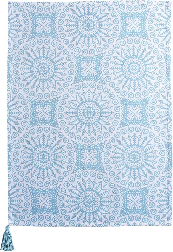 ACCENTHOME Cotton Kitchen Towels Set of 4 - Absorbent Dish Towels Set | Tea Towels | Bar Towels | Mandala Blue Print Kitchen Dish Towels - Multi Purpose Kitchen Linen, Drying Dish Hand Towels 20x28