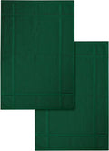Ample Decor 100% Cotton Bath Mats 24 x 17 Inches, Quick Dry, 1350 GSM Banded Border Shower Bathroom Floor Mat, Not Bathroom Rug - Green, 2 Pack