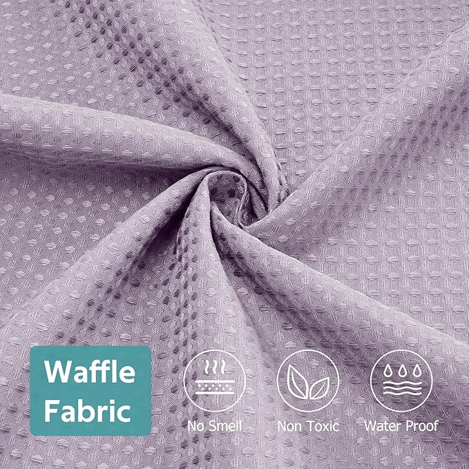 Vipfree 3 in 1 Shower Curtain Set, Waffle Shower Curtain and Liner Set with 12 Double Sided Shower Curtain Hooks, 258GSM Luxury Weighted Cloth Shower Curtains for Bathroom, 72 W x 72 H, Lavender
