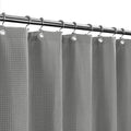Barossa Design Long Fabric Waffle Weave Shower Curtain 75 inch Height, Hotel Luxury Spa, 230 GSM Heavy Duty, Water Repellent, Machine Washable, Gray Pique Pattern, 71x75