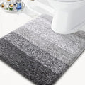 Arotive Microfiber Bathroom Rugs, Shaggy Soft and Absorbent Contour Toilet Rugs, Non-Slip, Thick Plush Machine Washable Dry Bath Mats for Toilet Base, 24x20, Grey, U-Shape