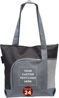 DISCOUNT PROMOS Custom Go Getter Sport Tote Beach Bags Set of 24, Personalized Bulk Pack - Reusable, Great for Shopping, Beach, Picnic, Other Outdoor Adventure - Black
