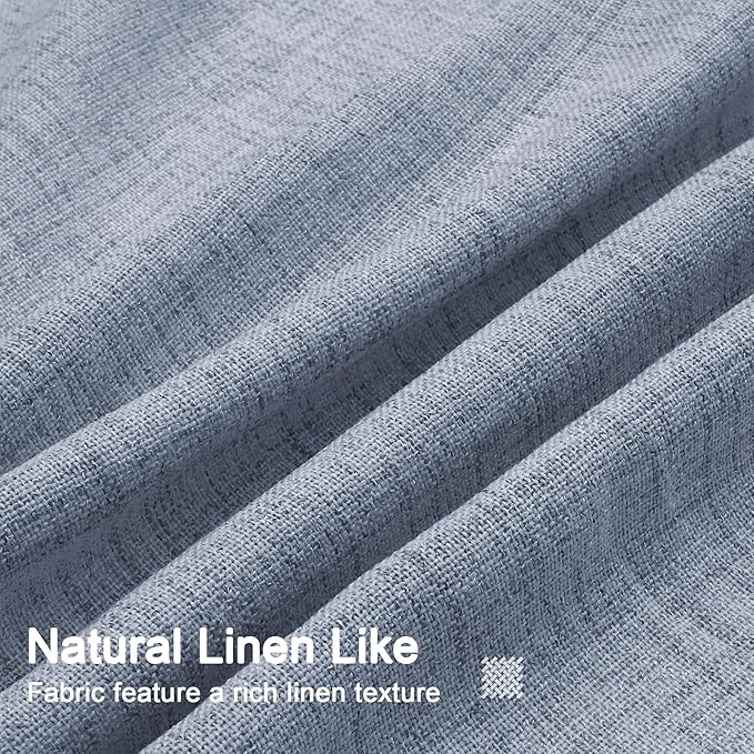 HIG Dusty Blue Linen-Like Pinch Pleated Shower Curtain, 72 Inch Wide, Fabric Bathroom Curtain with Memory Shape, Modern Neutral Solid Color, Machine Washable Privacy Cloth Curtain for All Season Use