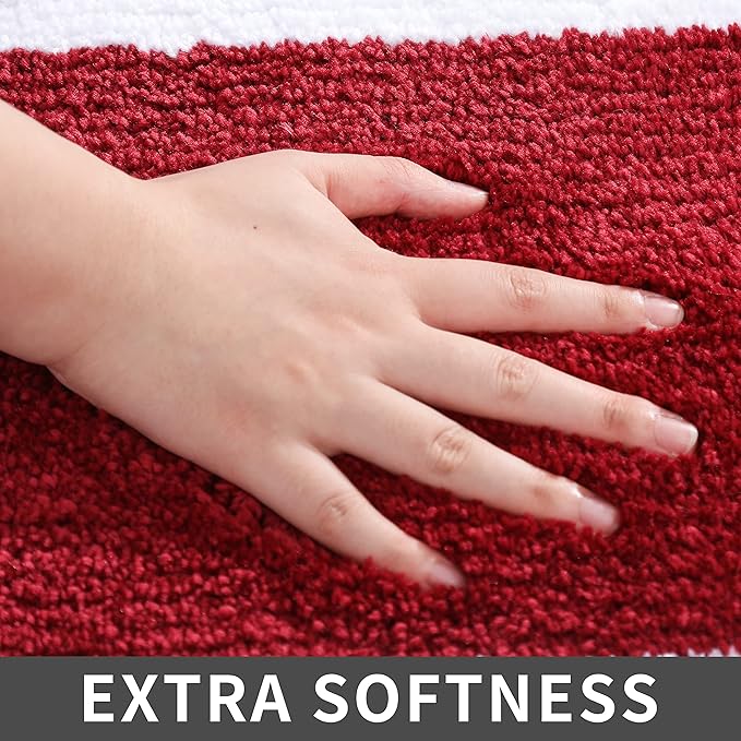 COSY HOMEER Extra Thick Bath Linen Sets Rugs - Anti-Slip Bath Mats Soft Plush 100% Strong Polyester Living Room Bathroom Water Absorbent(Red,24x48 - Inches)