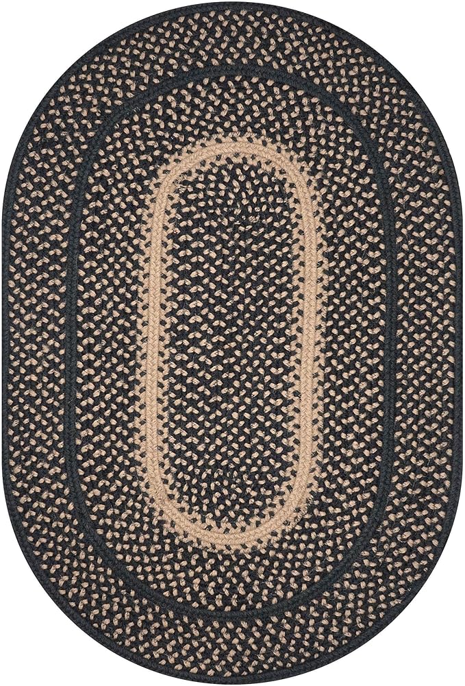 Homespice Manchester Braided Oval Rugs 4x6' - Small Braided Area Rugs for Country Decor, Durable No Shed Jute for Low Maintenance