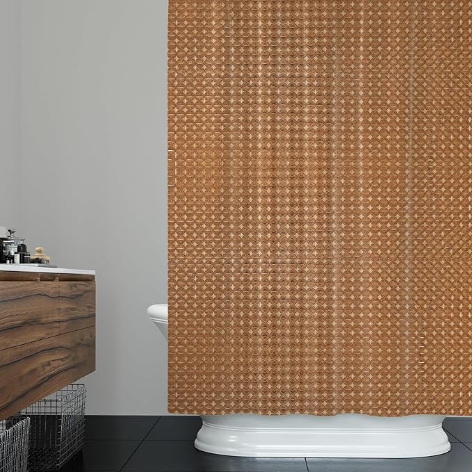 ggaimwf 72x78 Inch Solid Color Shower Curtain for Bathroom Waffle Bath Water Resistant Fabric Curtains Chocolate Modern Thick Shower Stall Curtain with Metal Hooks