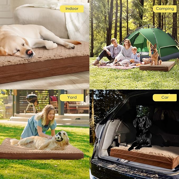 Sytopia Washable Indestructible 36" Dog Bed for Large Dogs – Double-Sided Plush, Waterproof, Removable Cover, Thick Orthopedic Support, Durable Multi- Size Comfort Clearance Indoor Flat Dog Bed